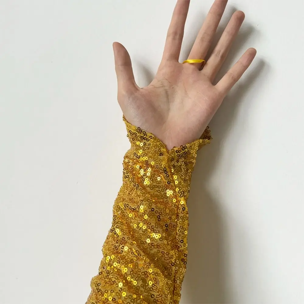 ของขวัญ Fingerless Sequins ถุงมือ Creative SHINY Shinning Mittens ยาว 50 ซม.Creased ถุงมือยาว Nightclub STAGE