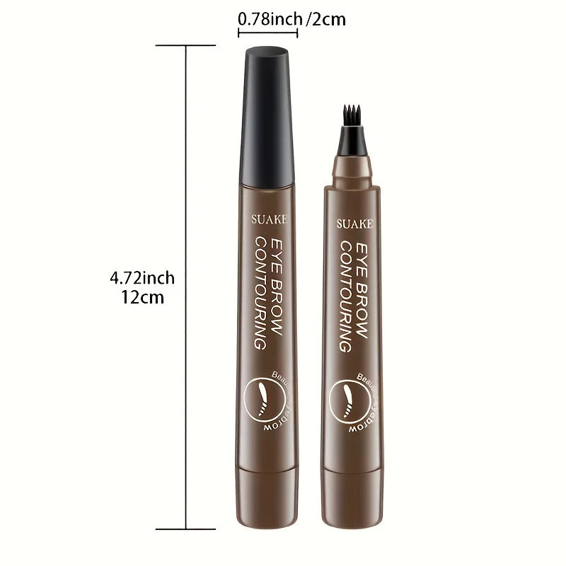 Crayon à sourcils liquide imperméable à l\'eau, maquillage longue durée, cosmétique, crayon à sourcils à microlames, 4 points