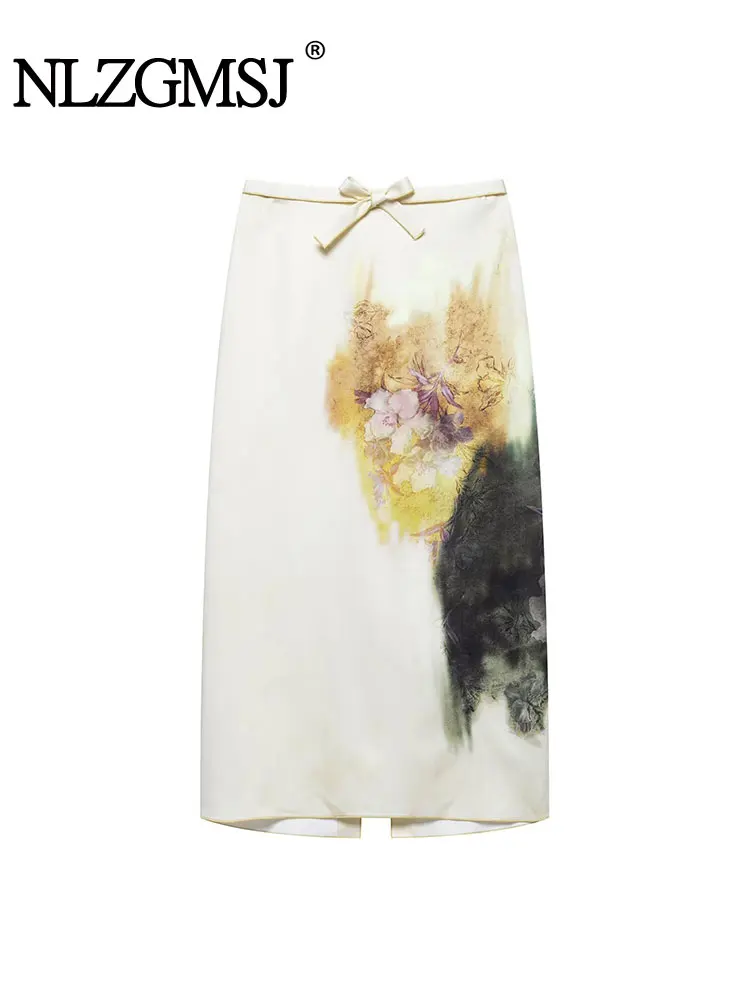 

Casual Women Skirt Flower Print Zipper Long Straight Skirt New Fashion 2025 Spring Summer Holiday Long Skirt