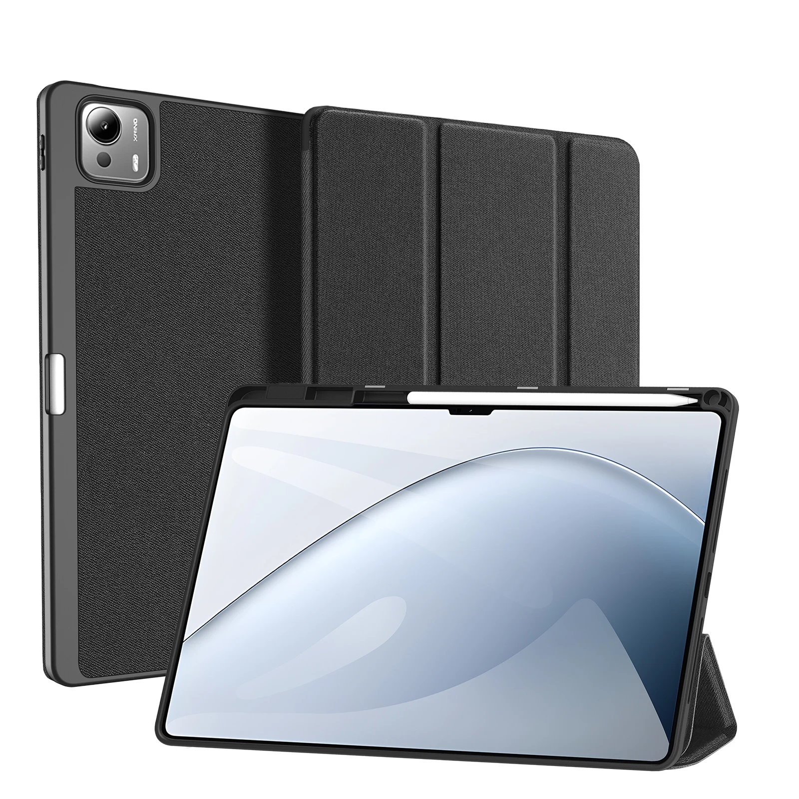DUX DUCIS For Xiaomi Pad 7 Ultra Case  Domo Series Tri-fold Stand PU Leather Tablet Cover - Black