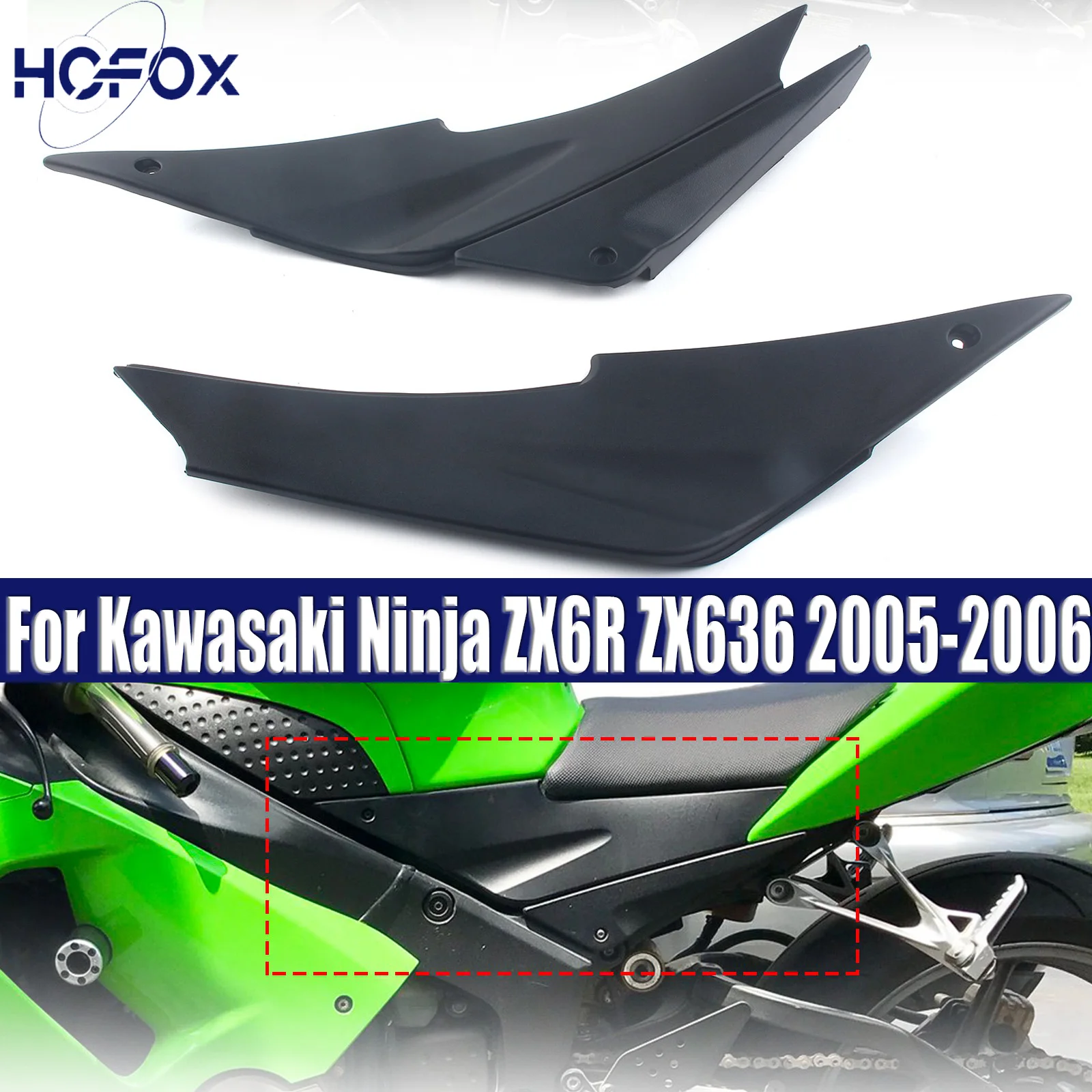 

Motorcycle Tank Side Cover Cowl Panel Fairing ABS Black Plastic For Kawasaki Ninja ZX6R ZX636 2005-2006