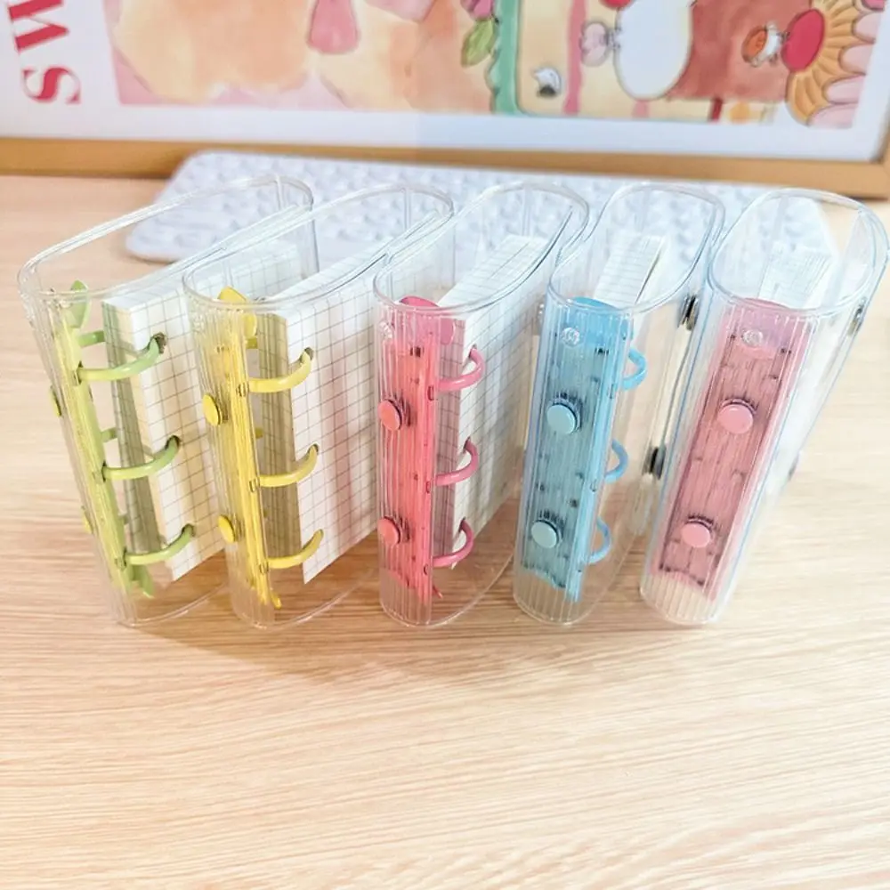 Portable PVC A8 binder Transparent Multiple Colors Loose leaf notebook double-buckle 3-hole Mini binder Diary