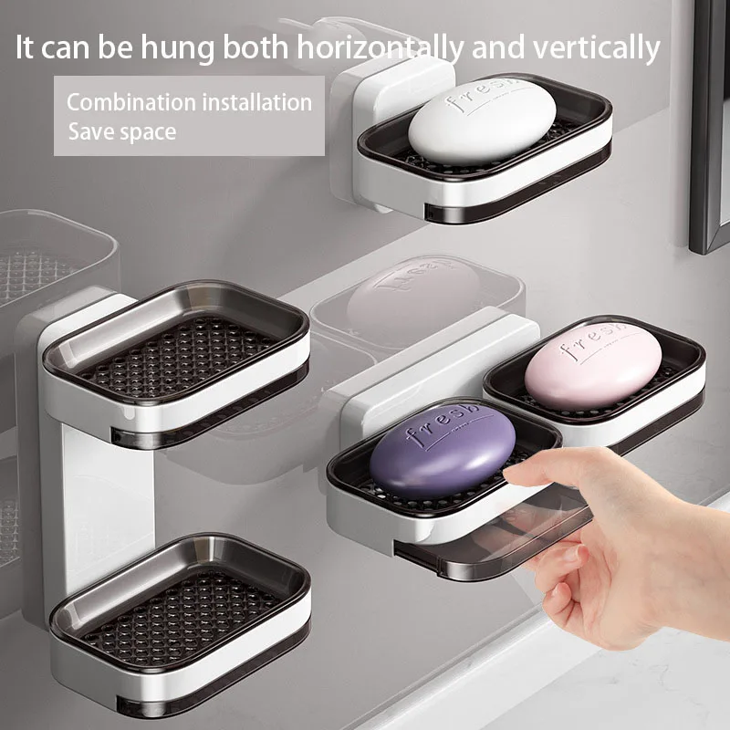 

Soap Box Without Punching Soap Box Double Drain Tray Soap Box Bathroom Storage Bathroom Storage Rack Soap Box