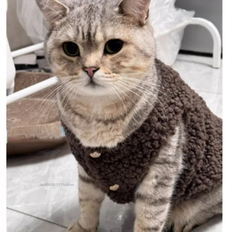 Cute Cat Clothes Warm Lambhair Vest Soft Cozy Winter Warm Fleece Sweatshirt Puppy Kitten Puppy Dog Jacket Coat Pet 고양이 Mascotas