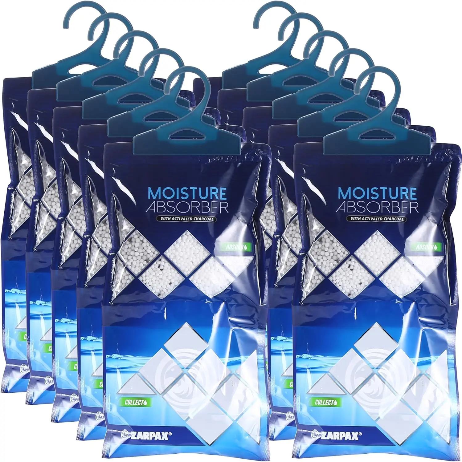 

Hanging Moisture Absorber Activated Charcoal 10.6 oz/300g | Moisture Absorbing Bags for Bathroom, Closet & Kitchen | Removes Moi