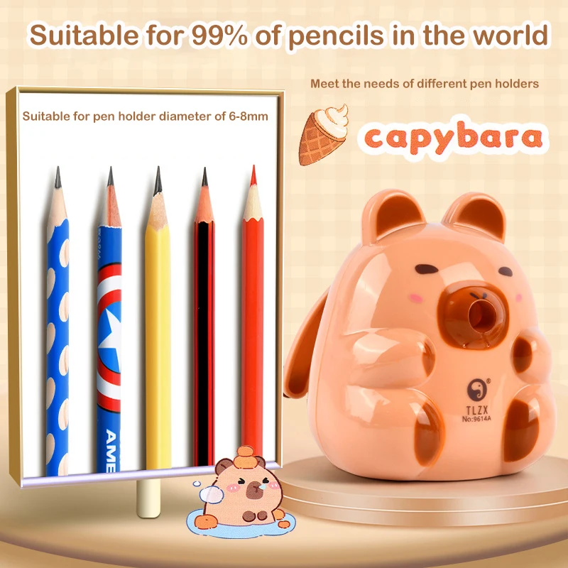 Capybara กบเหลาดินสอลายการ์ตูนน่ารักอุปกรณ์สำนักงานเครื่องเขียนเครื่องเขียนอุปกรณ์ลับคมแบบอัตโนมัติ