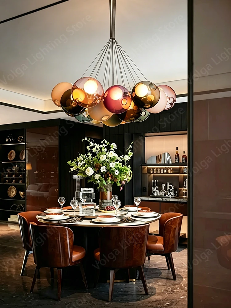 

2026 Chandelier Lights Led Dimmable Easy Installation Home Decoration Vintage Hanging Lamp with Colorful Glass Balls Lustres