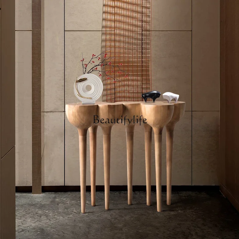 

Wabi Sandy Wind Solid Wood Entrance Platform Sample Log Entrance Table Corridor Aisle Against Wall