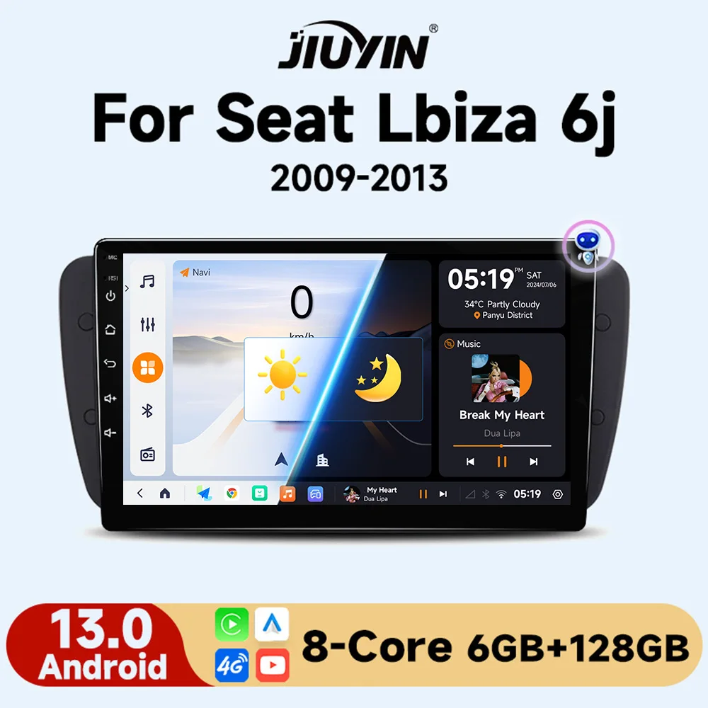

JIUYIN 9 inch Carplay Android 13 Auto Radio for Seat Ibiza 6j 2009-2013 2010 AI Voice 4G Car Multimedia GPS 2din autoradio