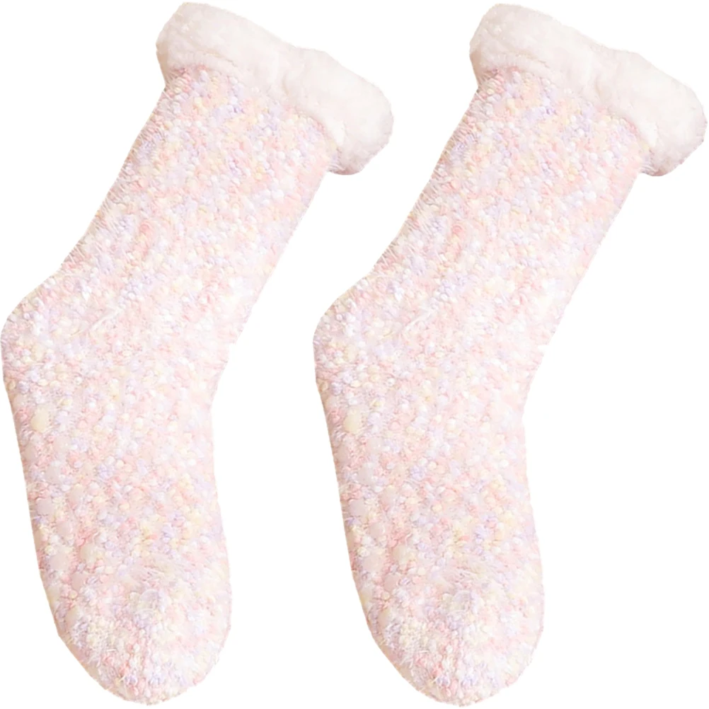 

1 Pair Winter Thermal Bed Slipper Nonslip Floor Christmas Gift Thicken Warm For Women Soft Comfortable Polyester Warmth Socks