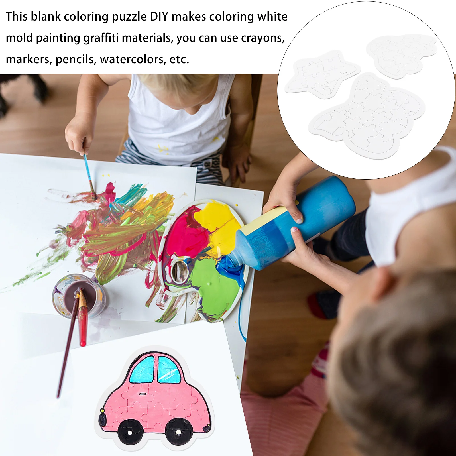 6 قطع من ألغاز الرسم الفارغة التي يمكنك صنعها بنفسك، ورق كرتوني للأطفال، حرفة تلوين ومشاريع فنية إبداعية، ألغاز فارغة ذاتية الصنع