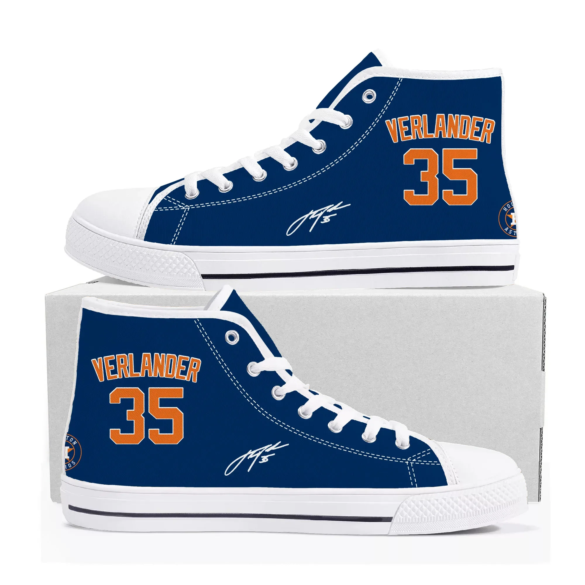 

Houston baseball High Top Sneakers Mens Womens Teenager High Quality justin verlander NO 35 Canvas Sneaker Shoe Custom Shoes