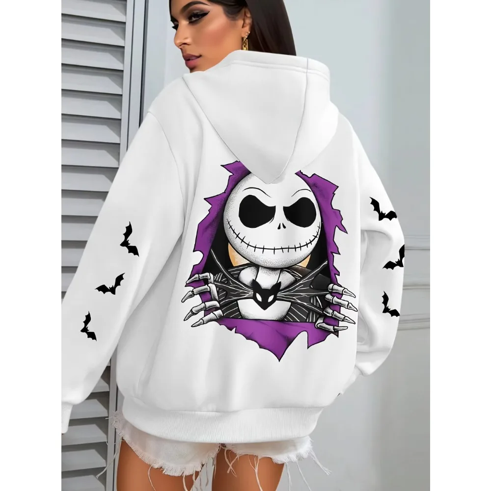

Толстовка с капюшоном Disney X Ghost and Fairy Jack Skellington, осень/зима 2025 года, новый ужас на Хэллоуин, милый дизайн, повседневный топ на улице