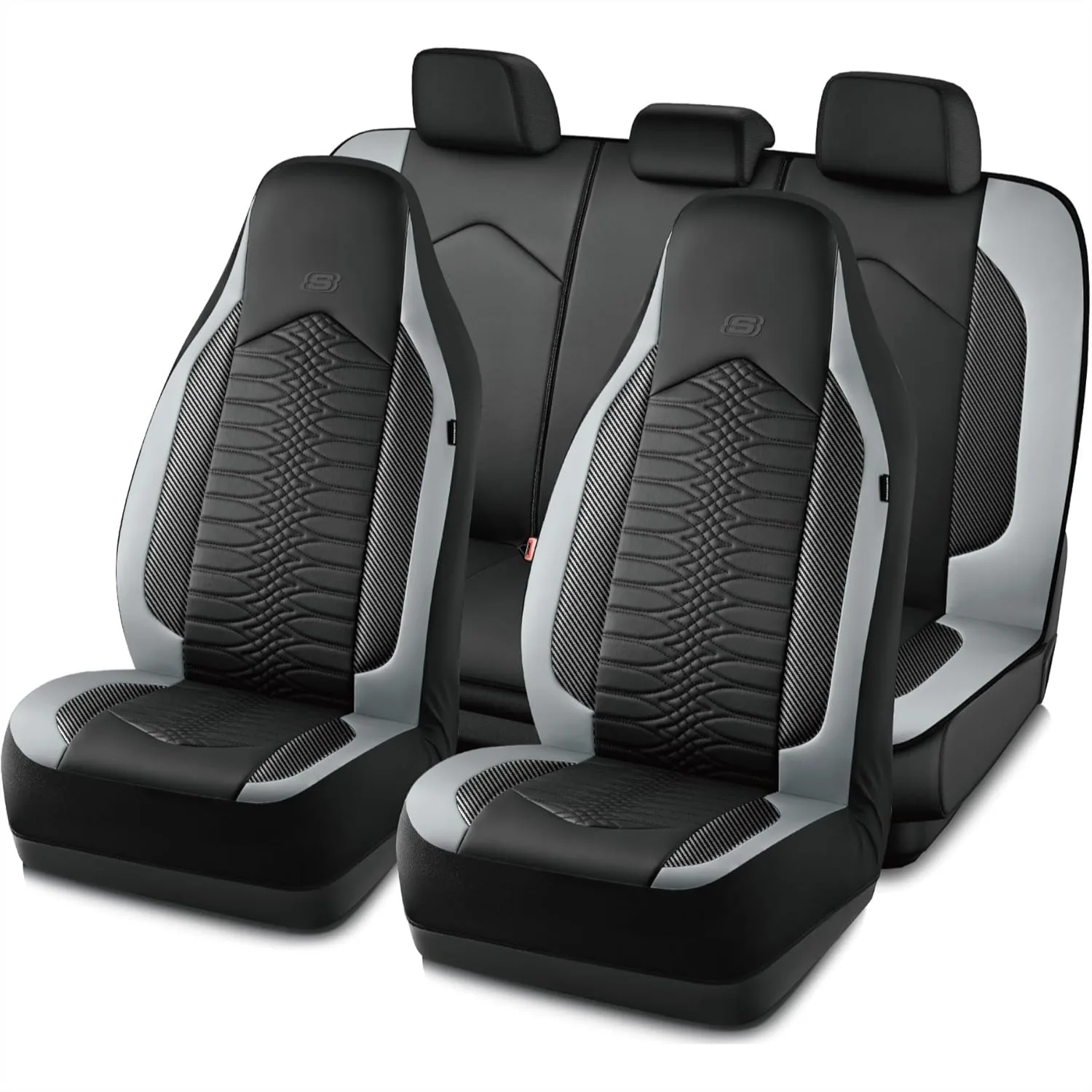 

Memory Foam Car Seat Covers, Leather High Back Waterproof Universal Fit for Most Cars SUVs Trucks, Gray