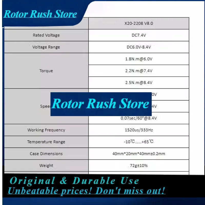 RoRuSKST X20-2208 V8.0 18KG Aluminum Alloy 7075 DC 7.4V 120° Total Travel Digital High-voltage High-torque Digital Servo