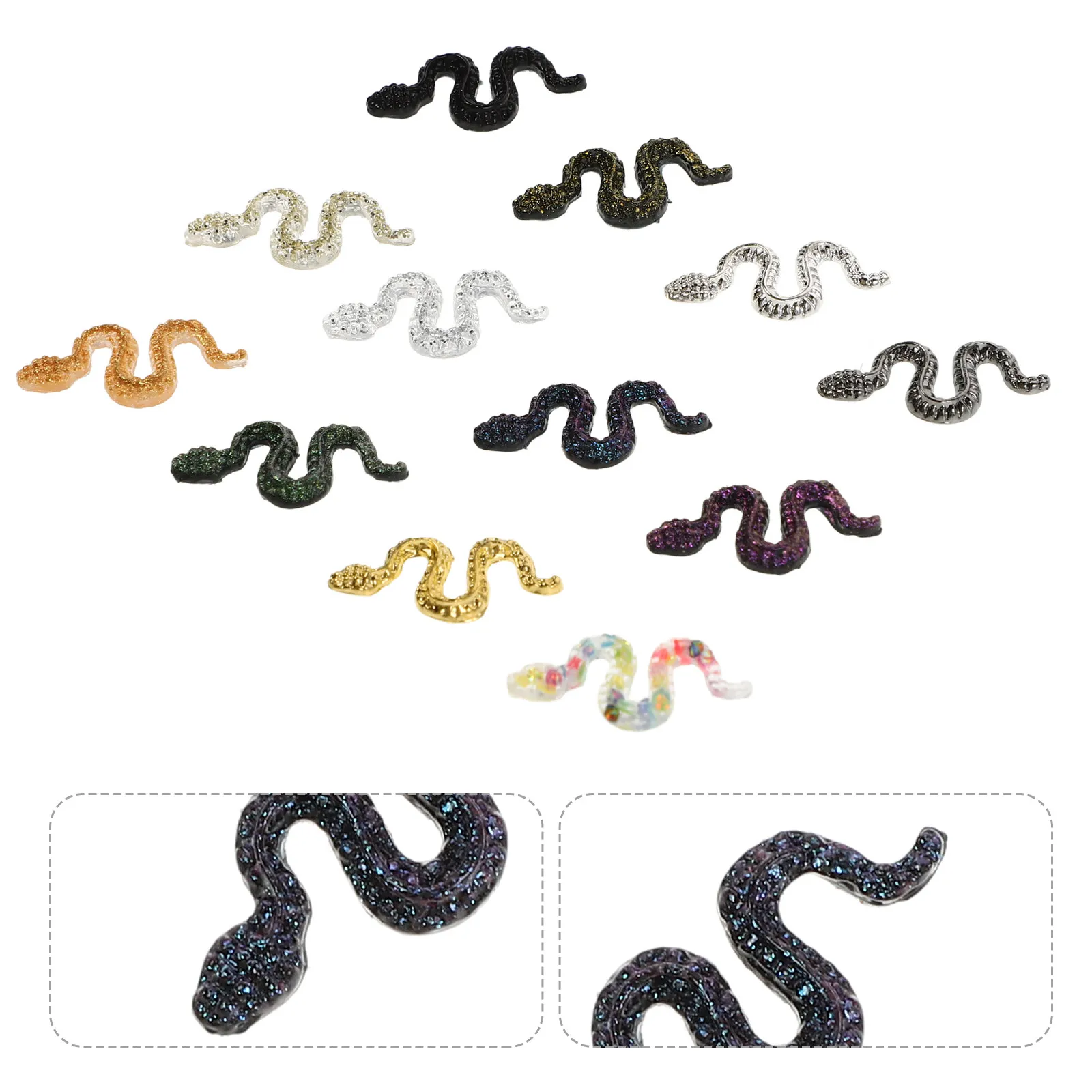 1Set Snake Nail Charms Exquisite Craftsmanship Nail Art Jewels Manicure Ornament Snake Charms for Fake Nails DIY Supplies