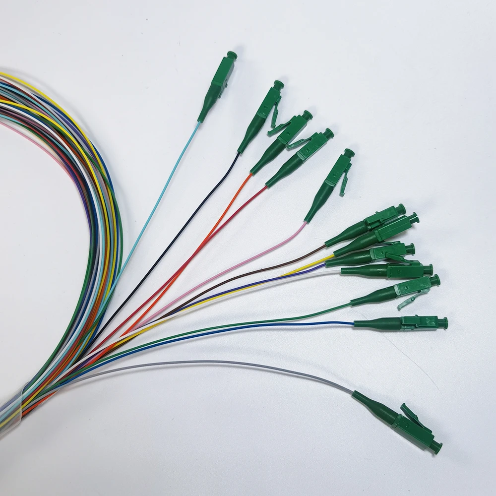 Pacote de 12 núcleos trança de fibra óptica colorida trança lc/apc 0.9mm 1.5m ftth modo único simplex trança de fibra de alta qualidade