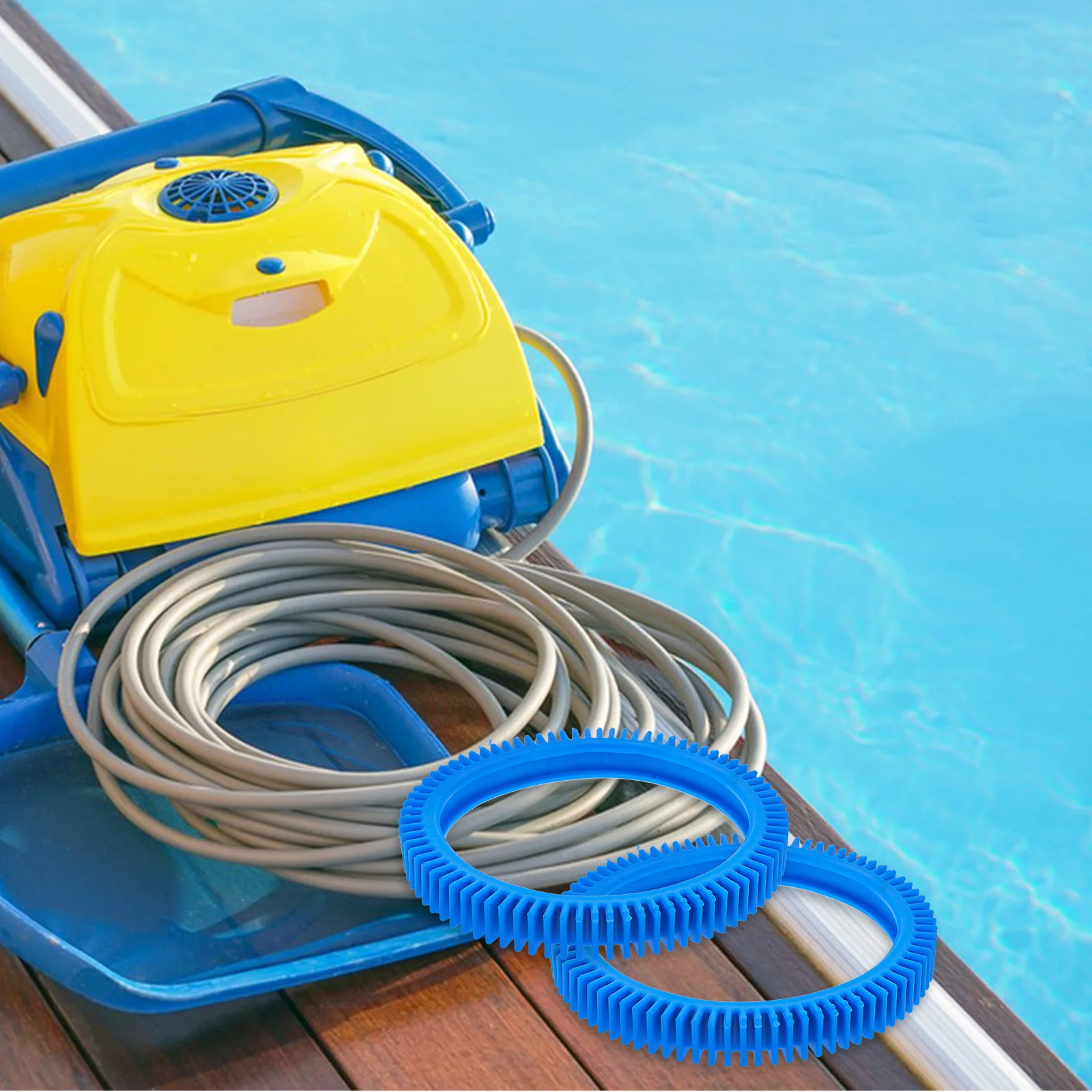 

2pcs Pool Cleaner Replacement Parts Durable Tires Belt Accessories High Efficiency Cleaning All Purpose Pool Cleaning Machine