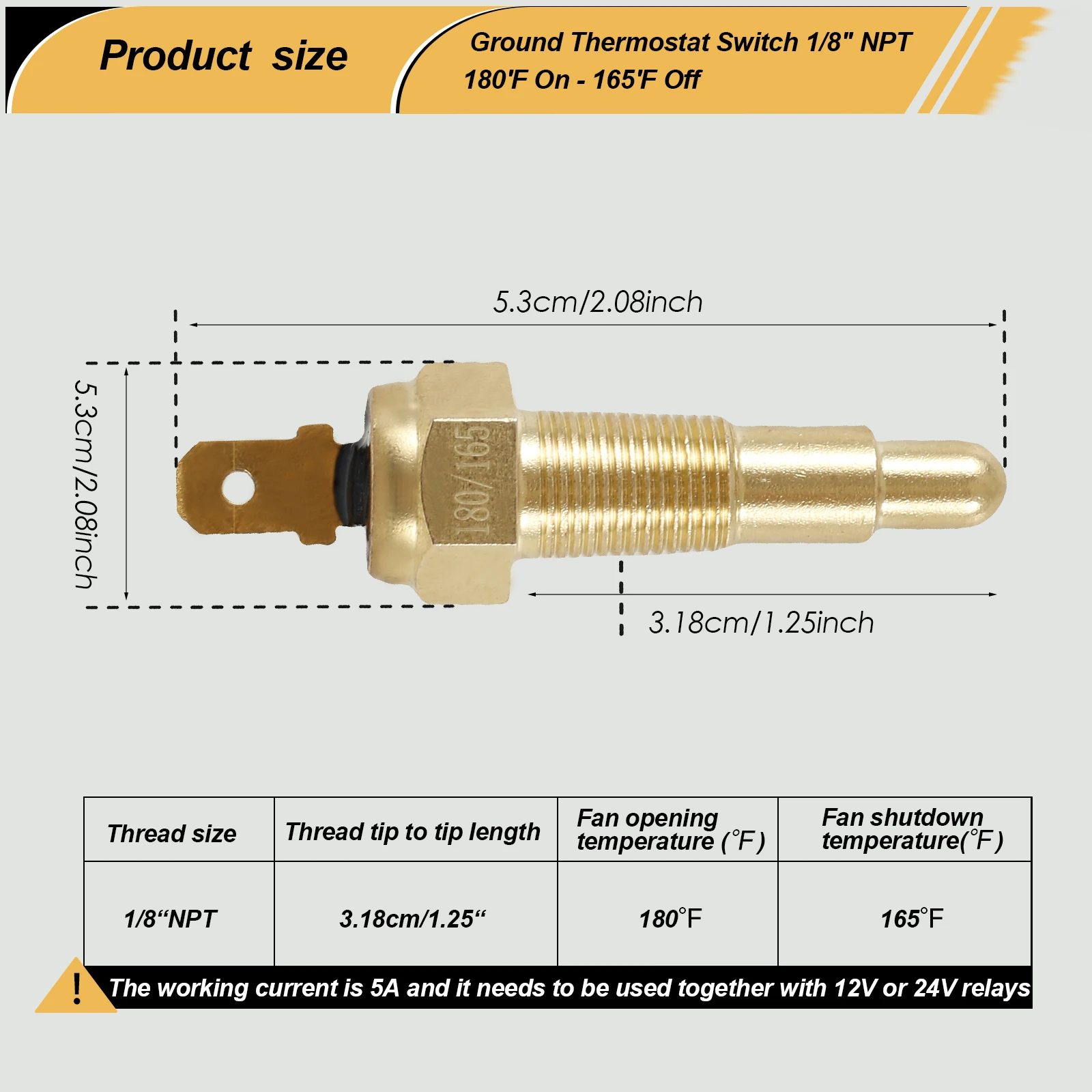 Universal Engine Cooling Fan Thermostat Switch 1/8\
