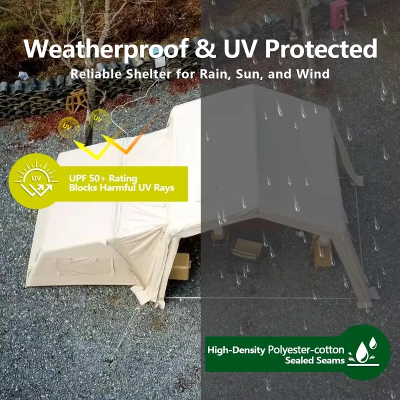 #￥Extra Space Inflatable Tent 1 Bedroom 1 Living Room Hiking Tourist Inflatable Cabin Tent with Air Pump Accessory