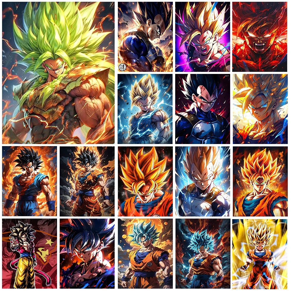 Dragon Ball Z Super Saiyan 5D DIY Diamond Painting Mosaic Japan Anime Cross Stitch Round Embroidery Home Decor Children\'s Gift