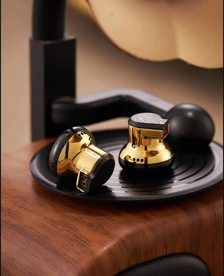 TEMPERANT DBX Genuine Forged Damascus Gold Titanium Alloy Chamber Flat Head Earplugs HIFI Limited