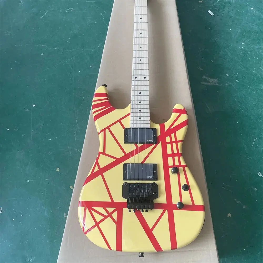 

Yellow and red striped guitar white accessories guitars In stock Guitarra