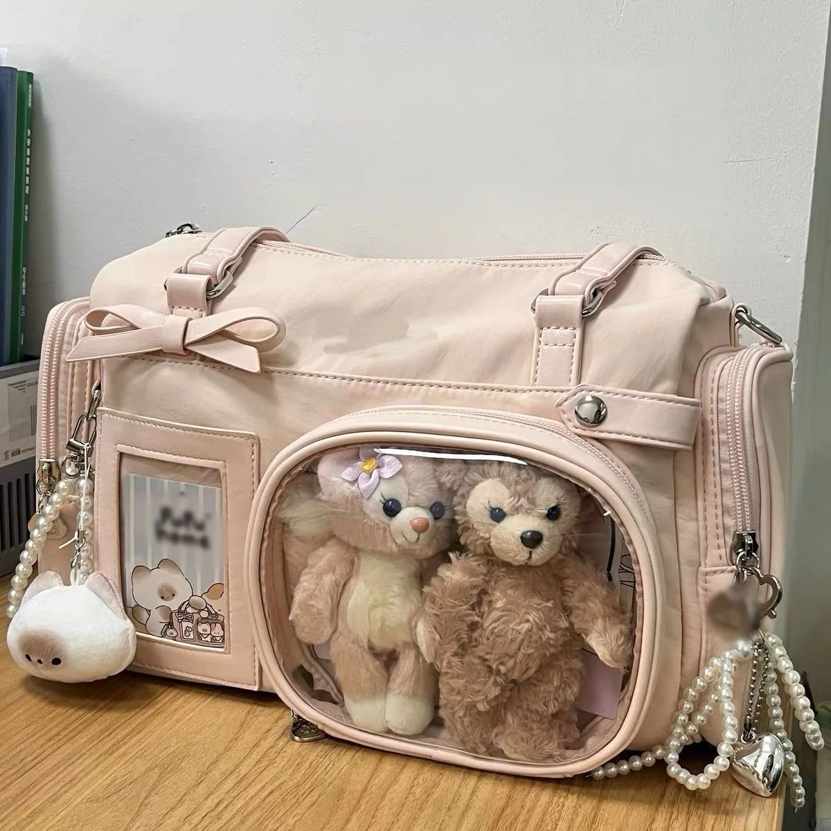 

2025 New Girls Bow Handbag High Capacity Y2k Ita Bag Women Fashion Comic Exhibition Shoulder Bags Lolita Jk Transparent Handbags