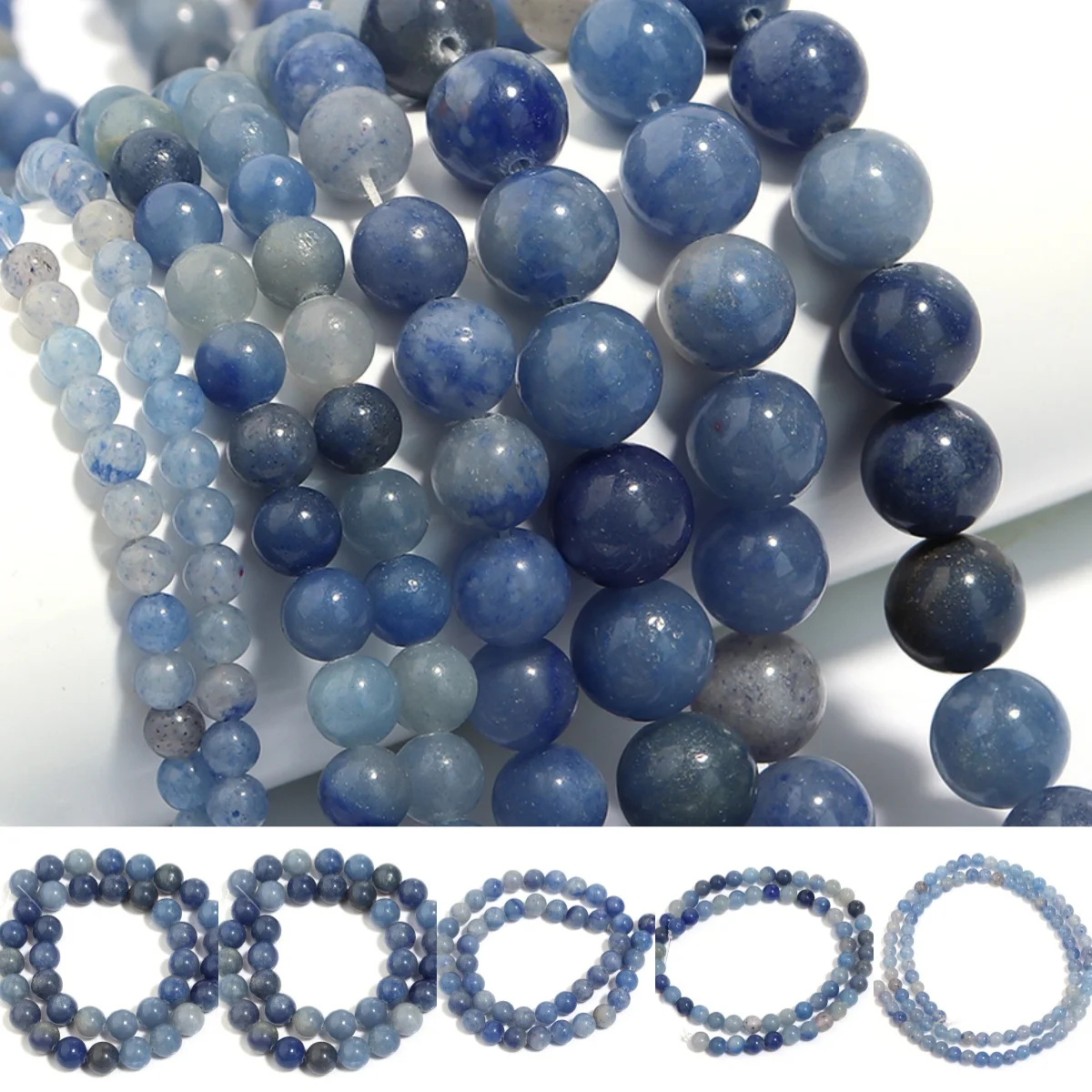 1 strang/lot Natürliche Blaue Aventurin Stein Perlen Runde Lose Spacer Perlen Für Schmuck Machen DIY Halskette Armband Zubehör ﻿
