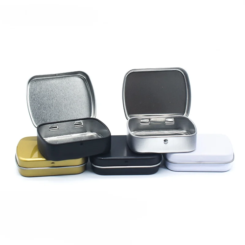 1PC New Metal Rectangular Storage Box Container with Lid Small Tin Boxes Empty Containers Silver Storage Box Case Organizer