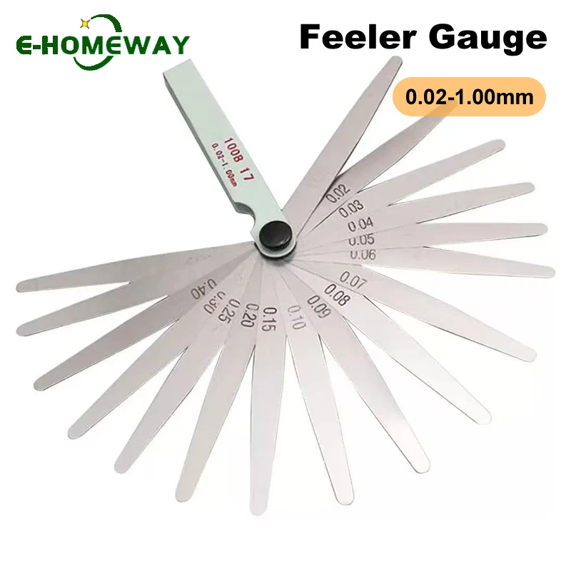 Feeler Gauge 0.02-1.00mm Metric 17 Blades Thickness Gauge Set Valves Foliage of Valves Spark Plug Gap For Measurement Probe Gap