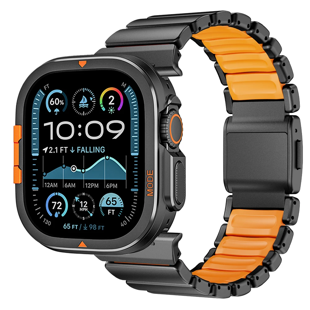 Pulseira de titânio luxuosa + capa para apple watch band ultra 3 2 49mm pulseira de metal para iwatch série 11 10 46mm 9 8 7 6 se3 45mm 44mm