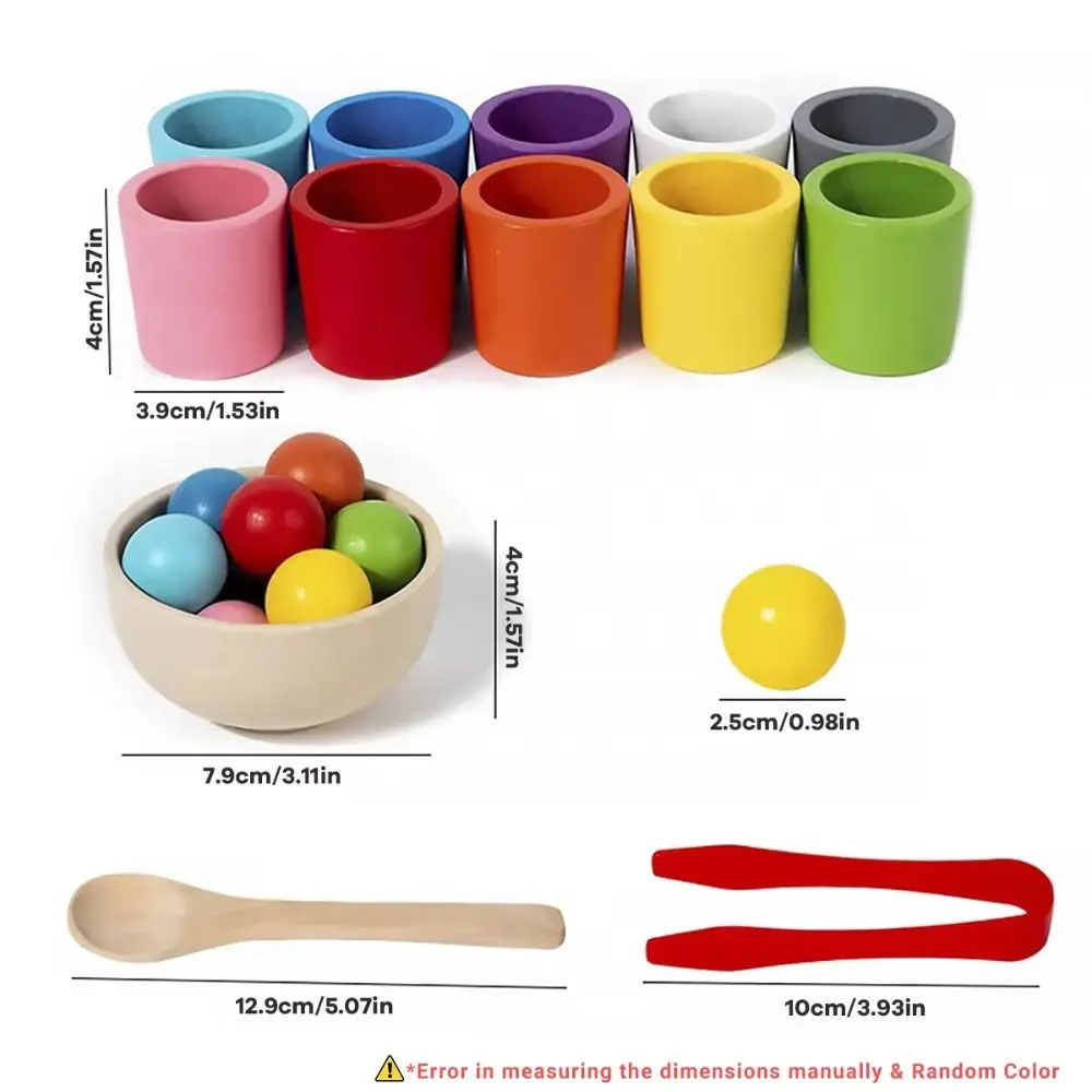 10 colori Selezionatore di colori Gioco Giocattoli Palle per l'educazione precoce in legno in tazze Giochi di cognizione per l'apprendimento Montessori Ordinamento di giocattoli coordinati