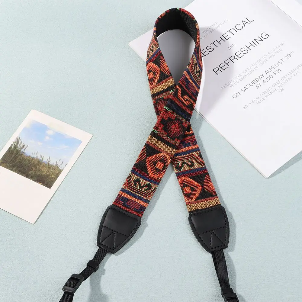 Ethnic Style Camera Shoulder Neck Strap Multi-color Series PU Leather Vintage Adjustable Belt For Nikon Sony DSL/DSLR