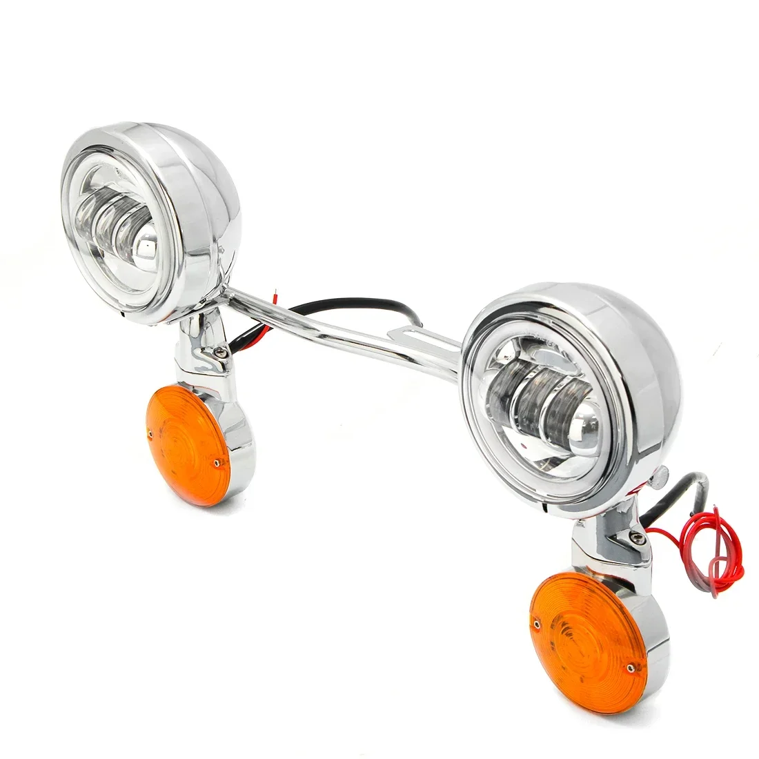 Motorcycle Passeren Mistlamp Bar Richtingaanwijzers Mistlampen Set Chroomstaal Voor Honda Voor Suzuki Voor Kawasaki Voor Yamaha