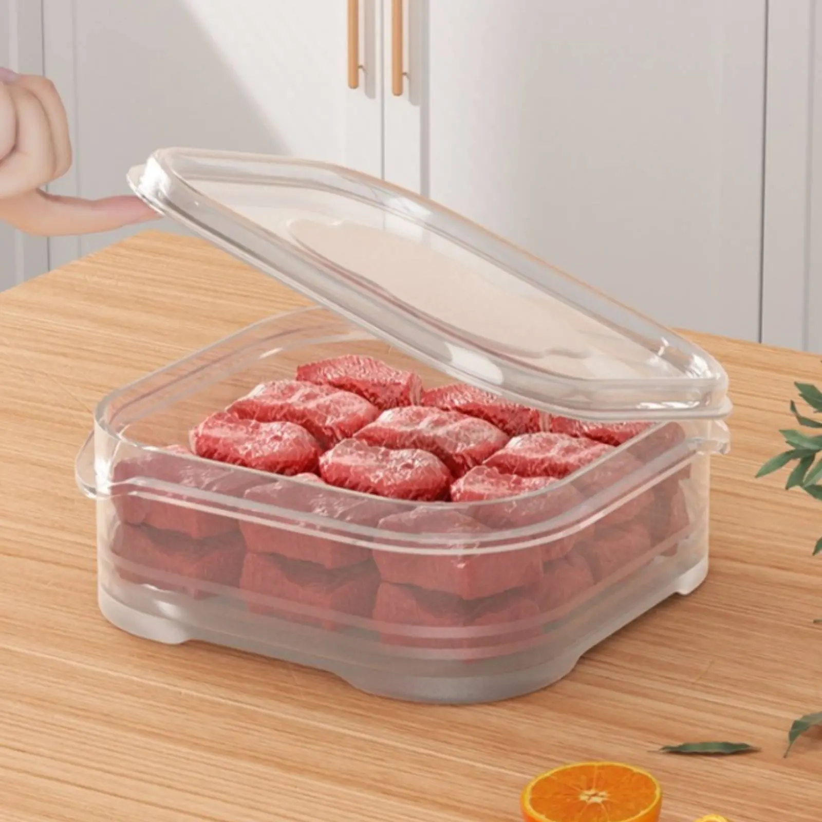Meat Freezer Box Portion Control Freezer Food Container Refrigerator Organizer Container with Lid Safe Material Stackable Food