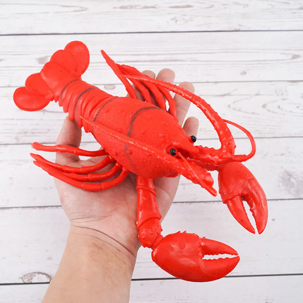 어린이를위한 2Pcs 실물 같은 랍스터 장난감 훌륭한 솜씨 해양 생물 그림 어린이를위한 교육용 고무 동물 세트