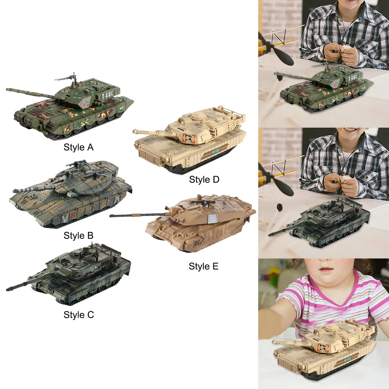 1/72 Schaal Voertuigen Craft Tank Bouwstenen Set Tank Model Kit voor Tafelblad Decor Tafel Scène Aandenken Collectibles Display