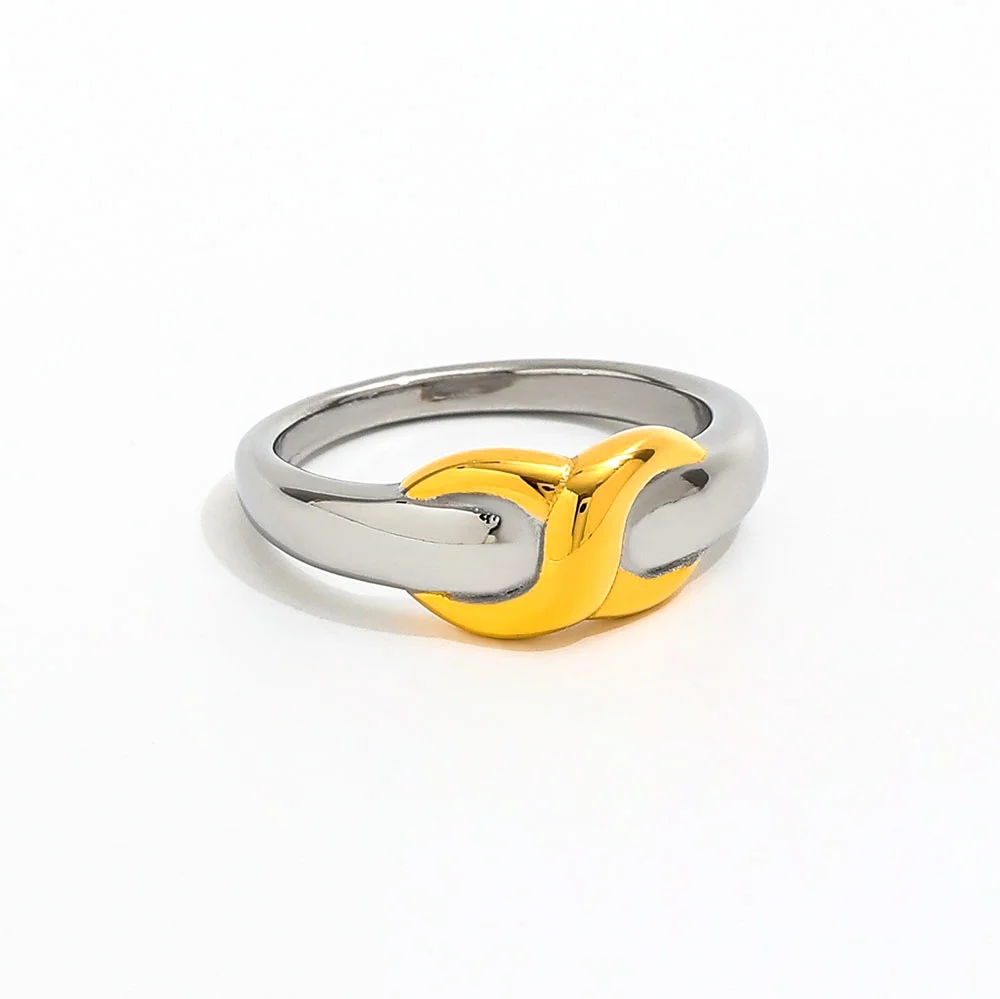 

Joolim Jewelry Wholesale High End PVD Waterproof&Non Tarnish Fashion Designer Two-tone Stainless Steel Ring For Women