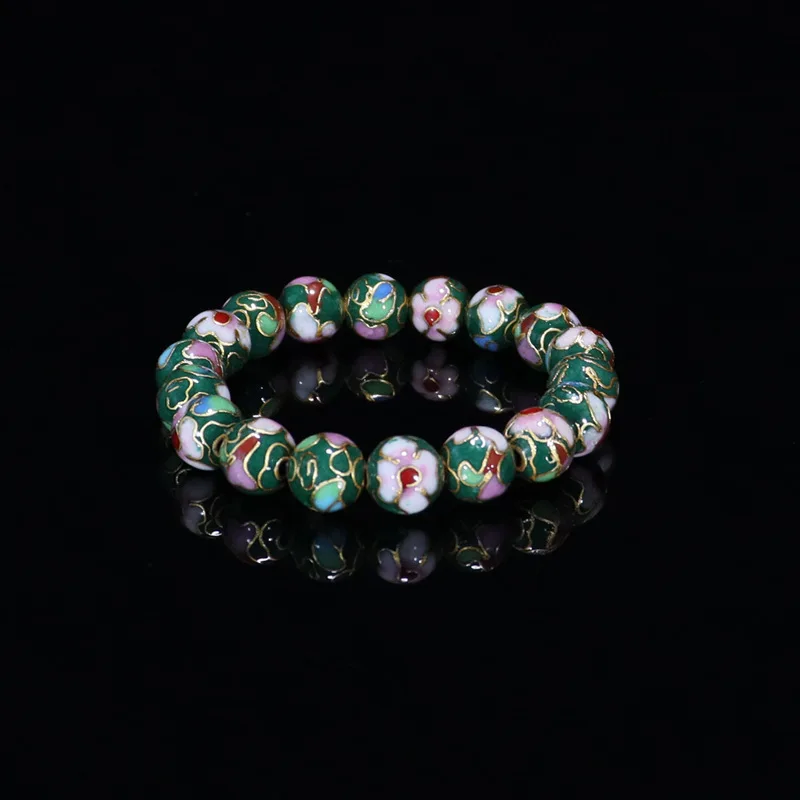 Cloisonne Ethnic Style Bracelet Silver Blue Filigree Enamel Bead Cross Design Classical Cultural Jewelry Handmade Artisan Gift