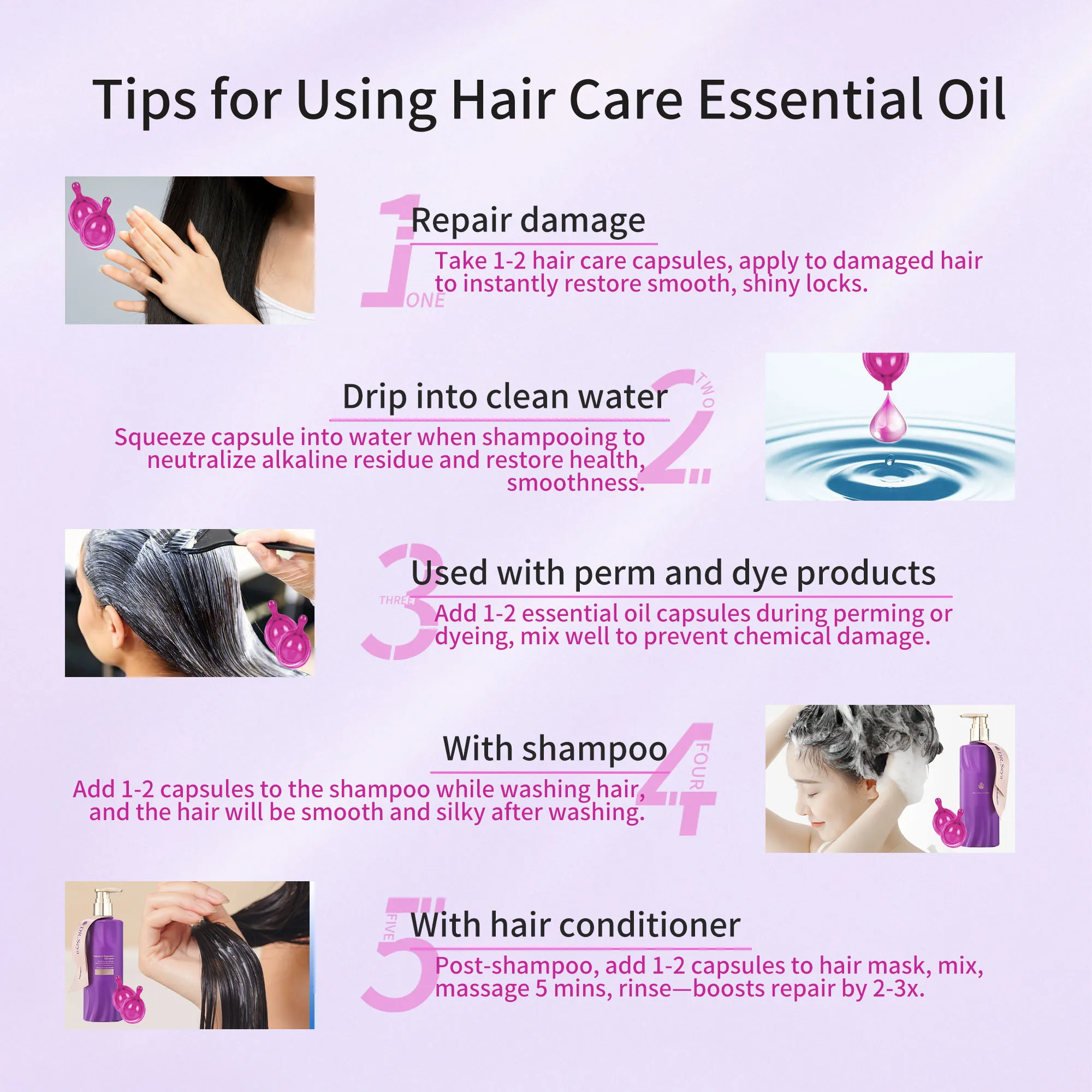 كبسولات الزيوت العطرية للعناية بالشعر من DR.Seya، تغذية وإصلاحها بعمق للشعر الجاف والمجعد والتالف #5