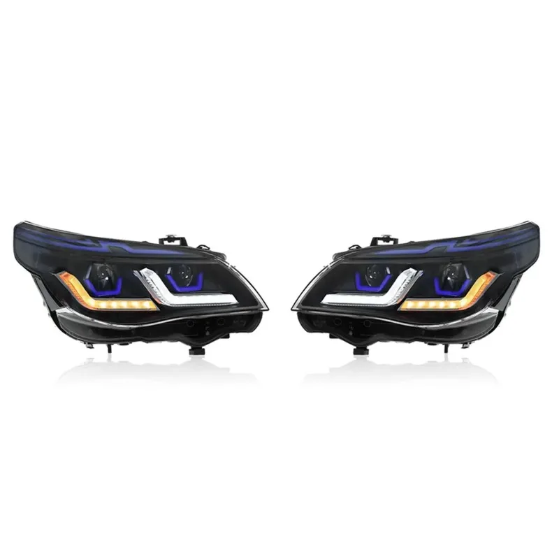 BB One Pair Auto Lamp Modified for BM-W 5 Series E60 LED Headlights Assembly  Upgrade Halogen lights Xenon Lens 2003-2010 Year