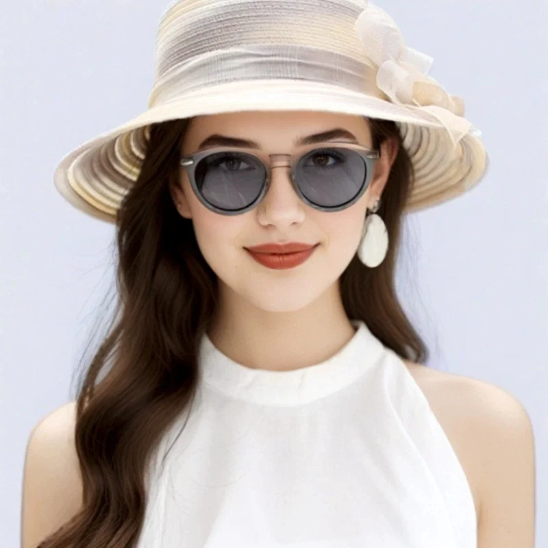 Women's Decorative Hat: French-Style Floral Bowler Hat, Spring/Fall Style, Sun Protection, Wide Brim