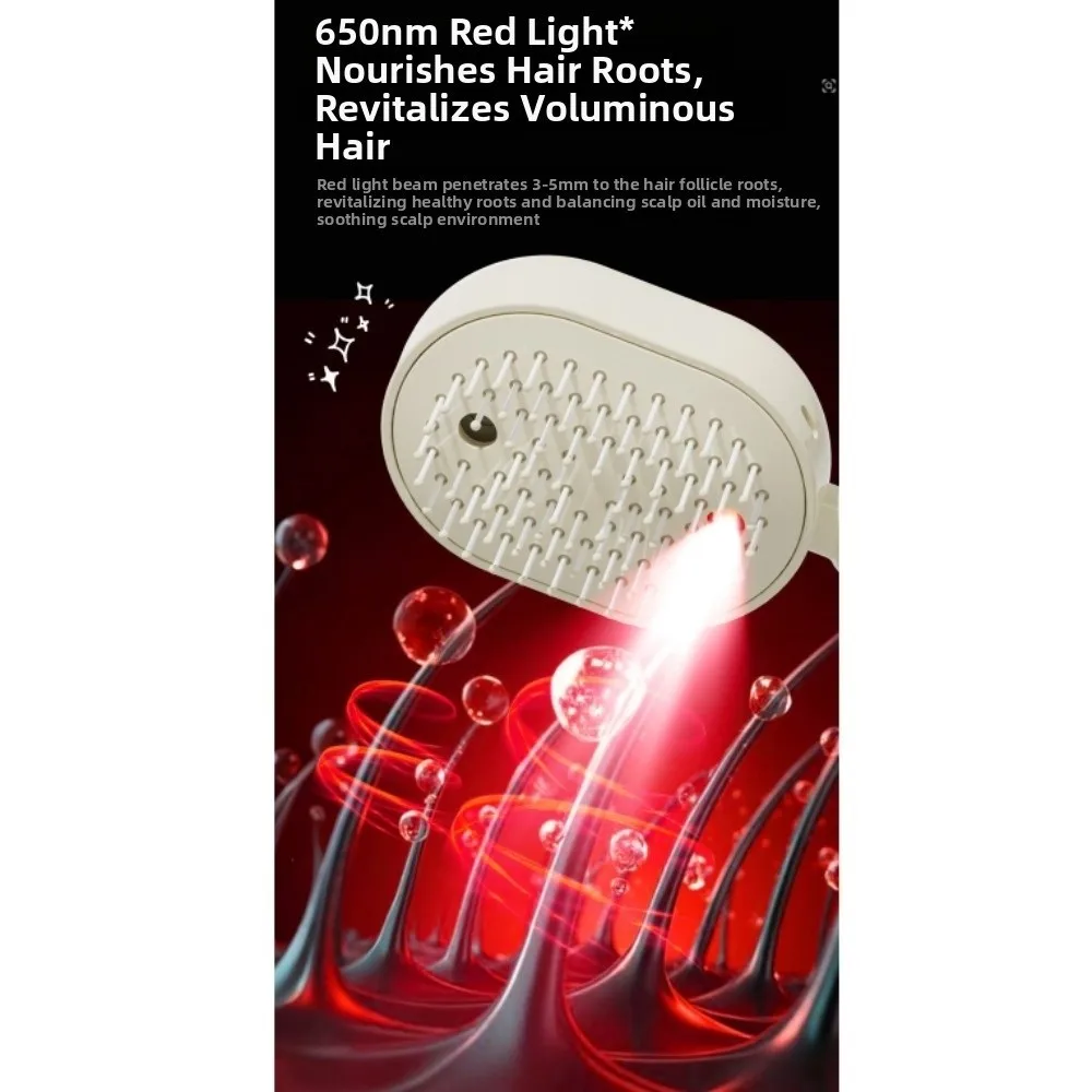 Multi-Function Red Light Spray Massage Comb Anti-Frizz Large Tank Portable Electric Spray Hair Brush One-Key Clean Anti-Static