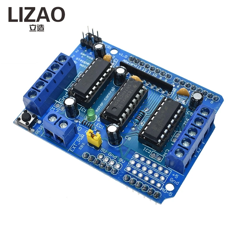 LIZAO L293D Motor Driver Extended Edition Module, Multi-Function DC Motor Control Board for Arduino and Smart Car Projects