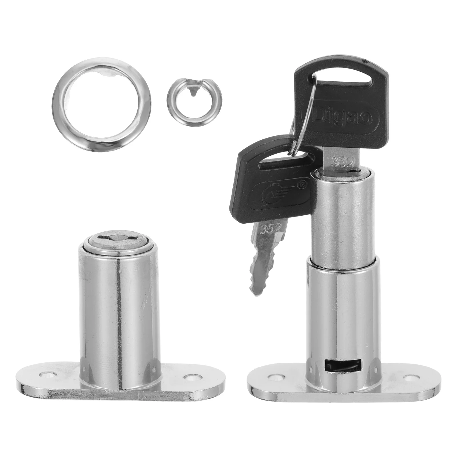 

2 Pcs Desk Cabinet Lock Drawer Plunger Sliding Replacement Locks for Locker Door Latch Display Closet