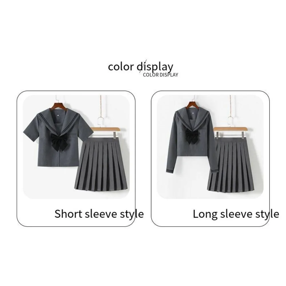 Szare Dwa Zestawy Autentycznych Japońskich Mundureków JK Damskich, Mundurek Marynarski JK, Plisowana Spódnica Szkolna JK, Spódnica JK