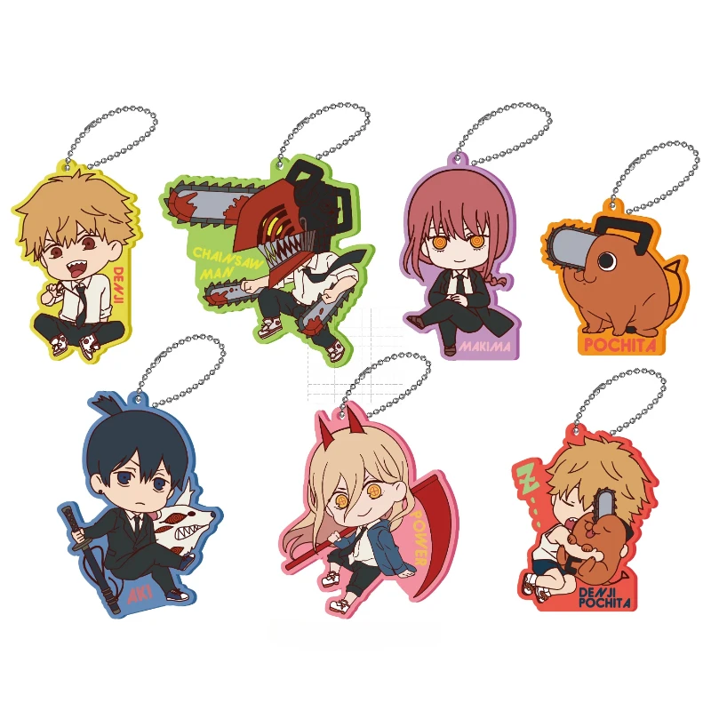 Game Denji Makima Power Pochita Hayakawa Aki Kobeni Keychain Doll Anime Acrylic Keyring for Gift