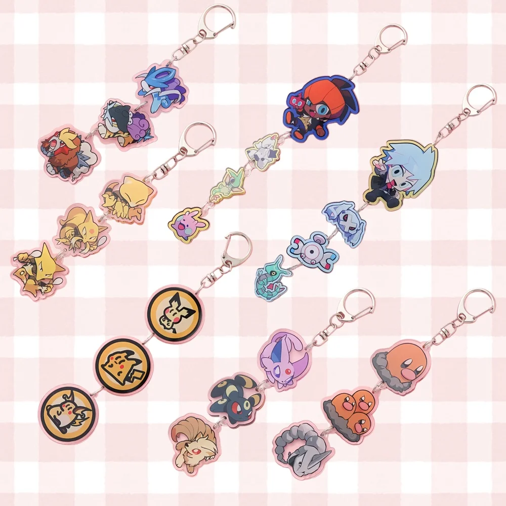ل سلسلة مفاتيح مصنوعة من الأكريليك أسياخ البوكيمون أنيمي Eevee Charmeleon السنجاب Bulbasaur لطيف الحيوانات الأليفة قزم الإبداعية هدية ظهره قلادة