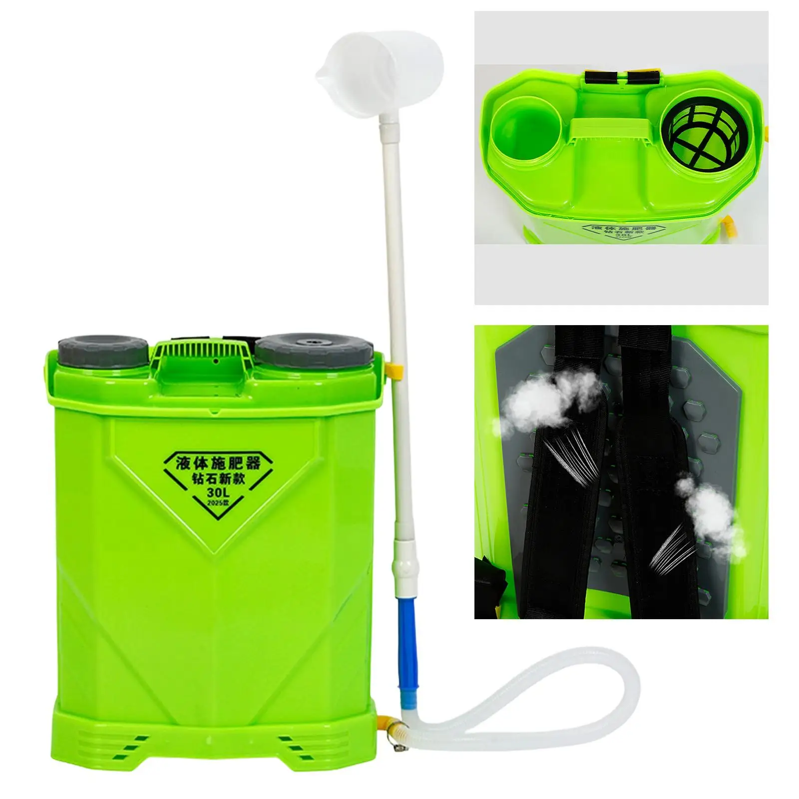 Pulverizador Manual de Fertilizante Líquido, Capacidad de 30L, Difusor de Fertilizante de Plástico Resistente, Mochila para Aplicación en Jardines y Campos